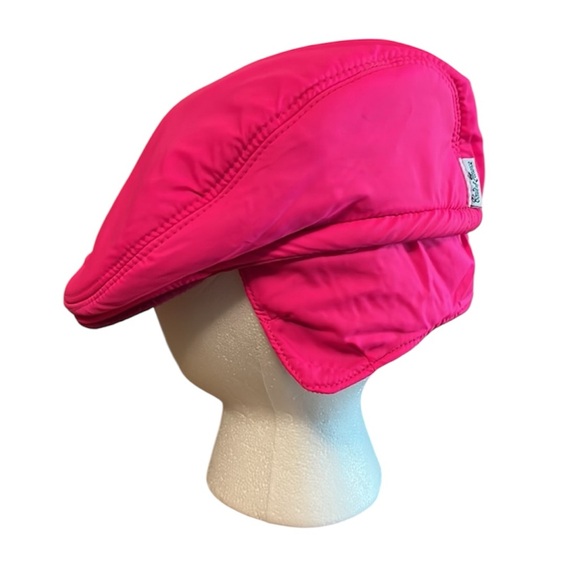 CONTE OF FLORENCE Neon Pink Fleece Lined Flat Cap with Ear Warmer Flaps - Picture 1 of 16